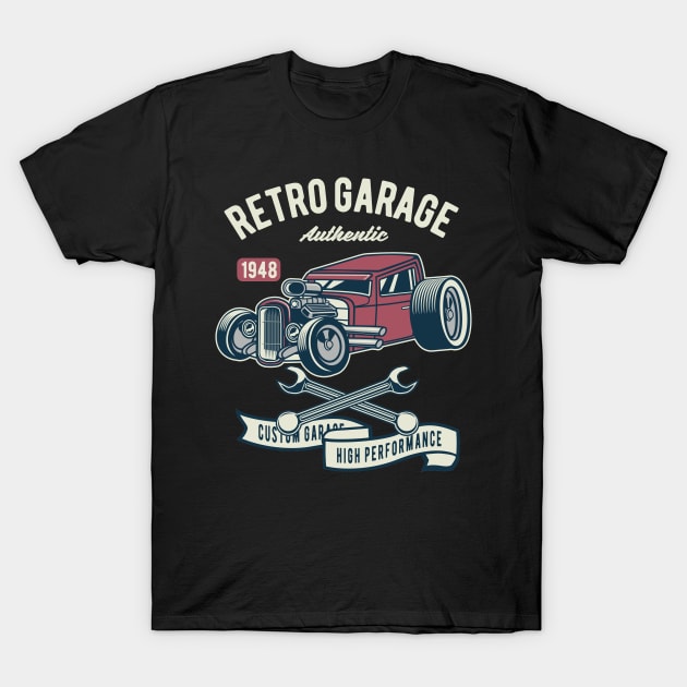 Retro Garage Hotrod, Vintage Retro Classic T-Shirt by CoApparel